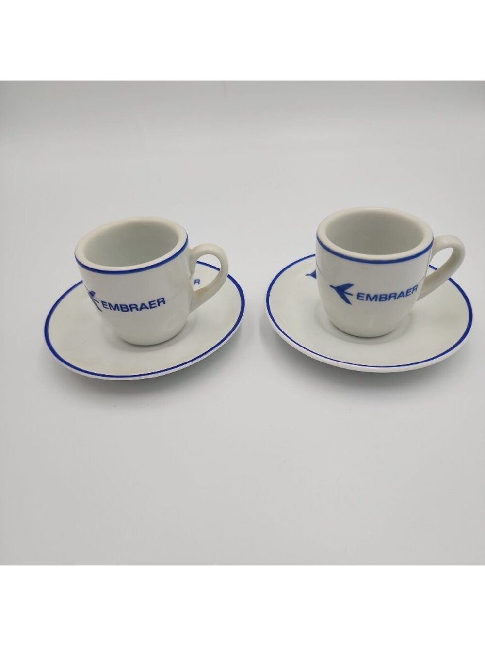 Embraer Brazilian Aerospace Engineering Manufacturing Espresso Mug Saucer Set 2